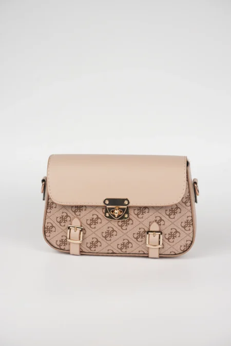 Monogram Desenli, Kilitli Askılı Omuz Çantası
