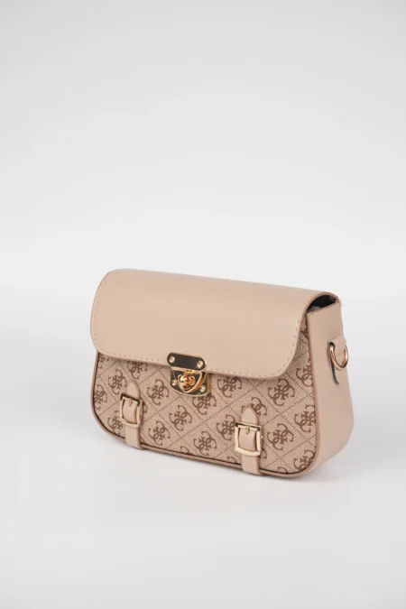 Monogram Desenli, Kilitli Askılı Omuz Çantası