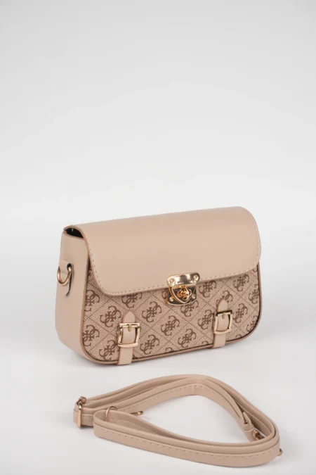 Monogram Desenli, Kilitli Askılı Omuz Çantası