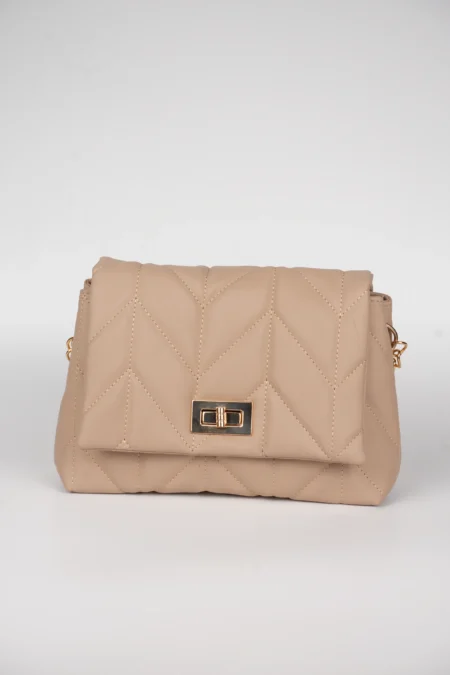 Kapitone Desenli,Kilit Kapaklı, Zincir Askılı Kadın El, Kol ve Omuz Çantası