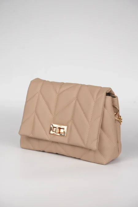 Kapitone Desenli,Kilit Kapaklı, Zincir Askılı Kadın El, Kol ve Omuz Çantası