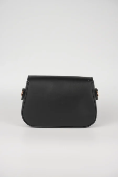 Siyah Şık ve Zarif Gold Kilit Kapaklı Askılı Omuz Çantası