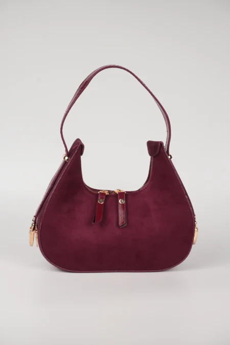 Süet Baget Çift Yön Fermuarlı Özel Kilit Askılı El Kol  Çantası