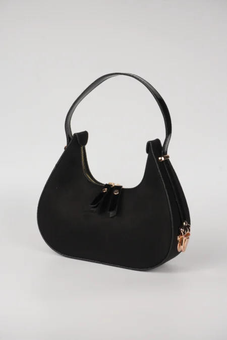 Süet Baget Çift Yön Fermuarlı Özel Kilit Askılı El Kol  Çantası