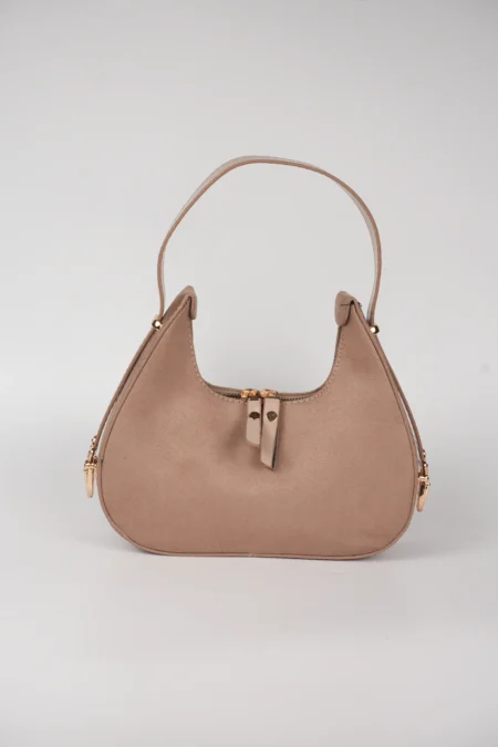 Süet Baget Çift Yön Fermuarlı Özel Kilit Askılı El Kol  Çantası