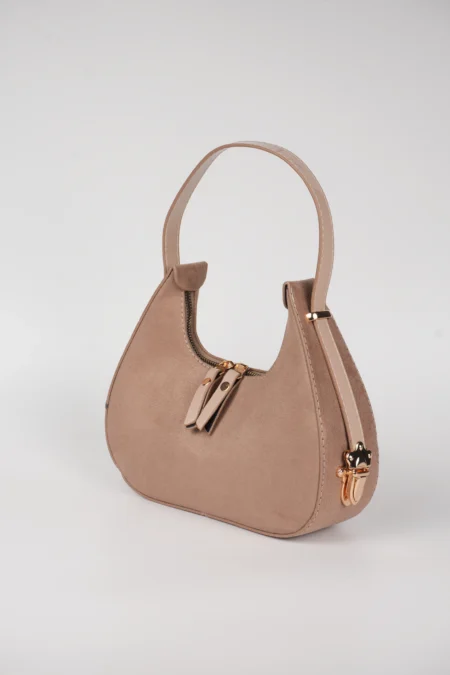 Süet Baget Çift Yön Fermuarlı Özel Kilit Askılı El Kol  Çantası