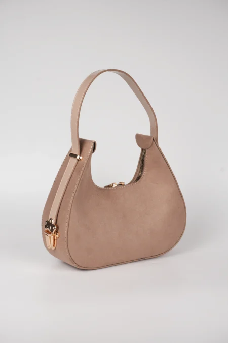 Süet Baget Çift Yön Fermuarlı Özel Kilit Askılı El Kol  Çantası