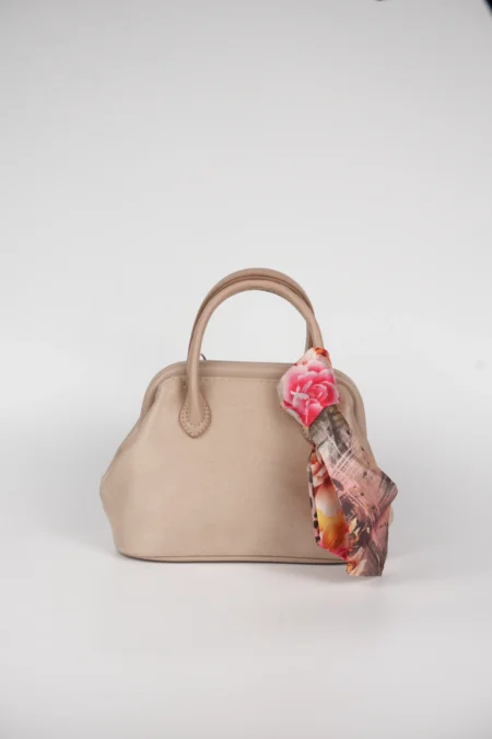 Süet Burslu Fular Detaylı Askılı El Kol ve Omuz Çantası