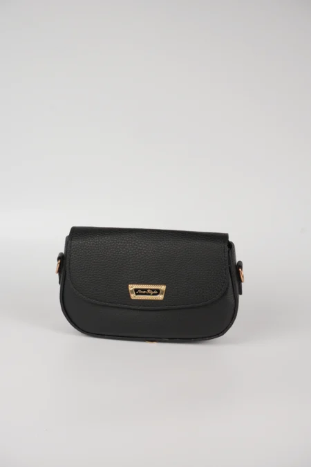 Siyah Tek Gözlü Gold Detaylı Mıknatıslı Omuz Çantası