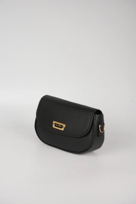 Siyah Tek Gözlü Gold Detaylı Mıknatıslı Omuz Çantası