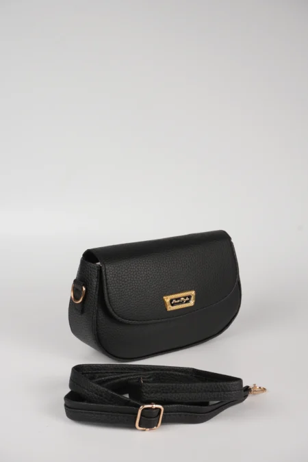 Siyah Tek Gözlü Gold Detaylı Mıknatıslı Omuz Çantası