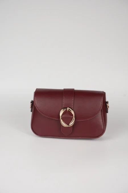 Zarif Tasarımlı Toka Detaylı Kapaklı Omuz Askılı Çanta