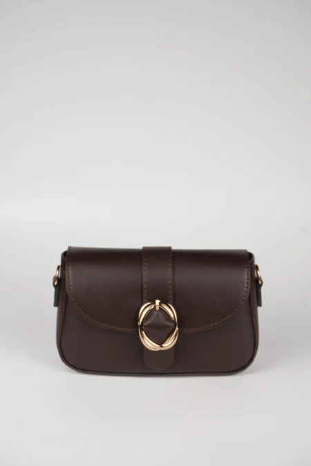 Zarif Tasarımlı Toka Detaylı Kapaklı Omuz Askılı Çanta