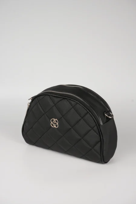 Kadın İki Gözlü Kapitone Desenli Çapraz ve Omuz Askılı Çanta