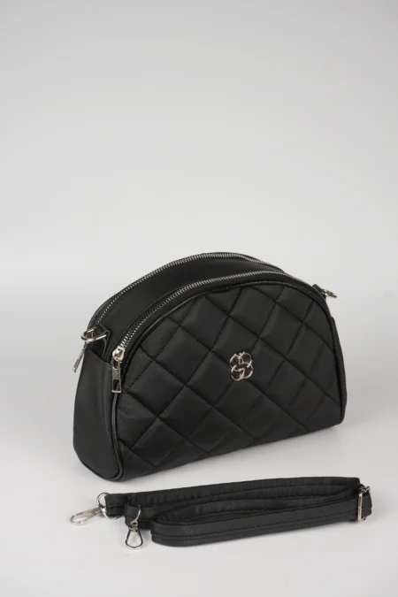 Kadın İki Gözlü Kapitone Desenli Çapraz ve Omuz Askılı Çanta