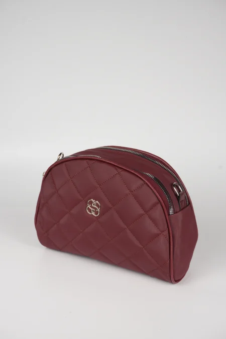 Kadın İki Gözlü Kapitone Desenli Çapraz ve Omuz Askılı Çanta