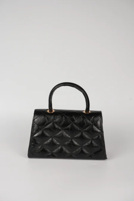 Rugan Baklava Desenli Gold Kilitli Zincirli El, Kol ve Omuz Çantası