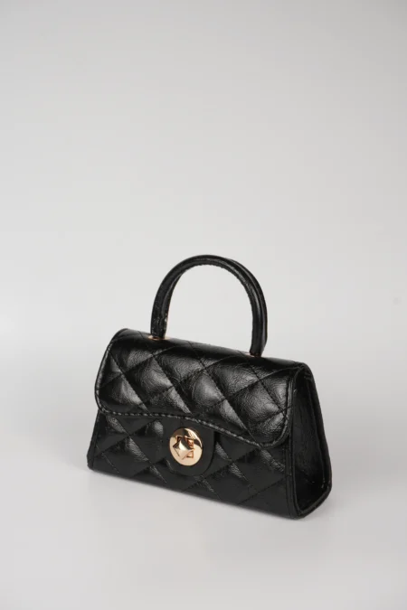 Rugan Baklava Desenli Gold Kilitli Zincirli El, Kol ve Omuz Çantası