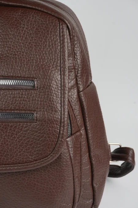 Kadın Kapaklı Fermuar Detaylı Çok Gözlü Sırt Çantası