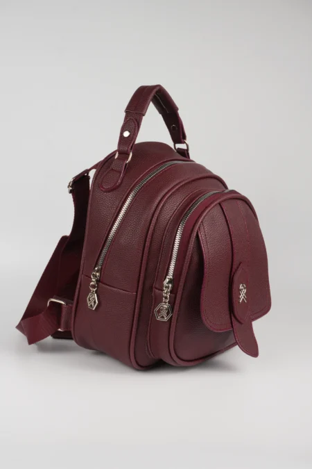 Kadın Kapaklı Fermuar Detaylı Çok Gözlü El ve Sırt Çantası