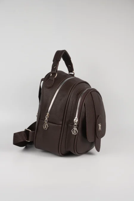 Kadın Kapaklı Fermuar Detaylı Çok Gözlü El ve Sırt Çantası