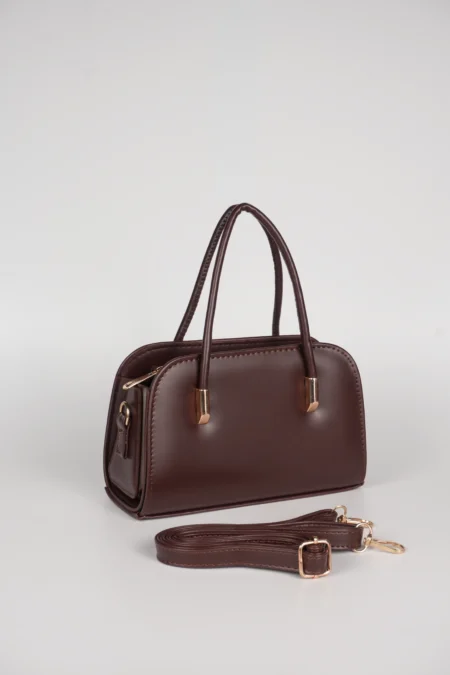 Kadın Baget Fermuarlı Gold Detaylı El Kol ve Omuz Askılı Çanta