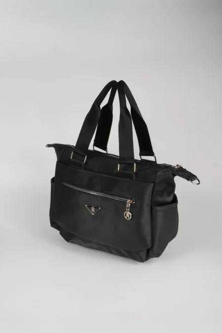 Siyah Saten Çok Gözlü Astarlı El Kol ve Omuz Askılı Çanta