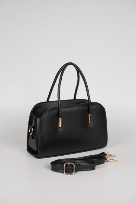 Kadın Baget Fermuarlı Gold Detaylı El Kol ve Omuz Askılı Çanta