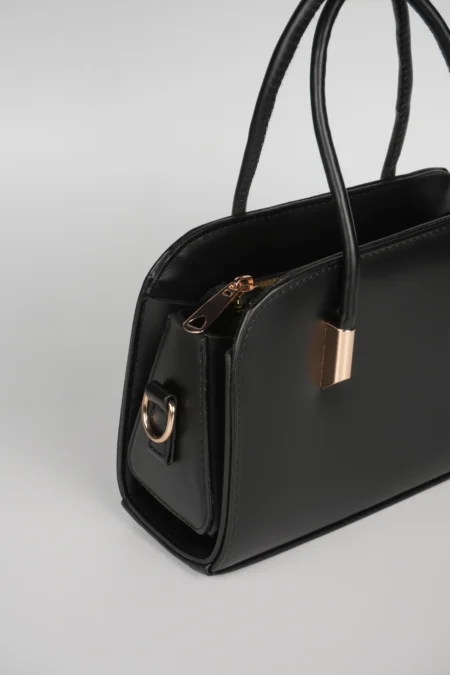 Kadın Baget Fermuarlı Gold Detaylı El Kol ve Omuz Askılı Çanta