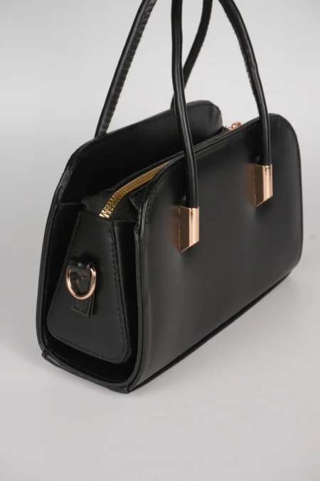 Kadın Baget Fermuarlı Gold Detaylı El Kol ve Omuz Askılı Çanta